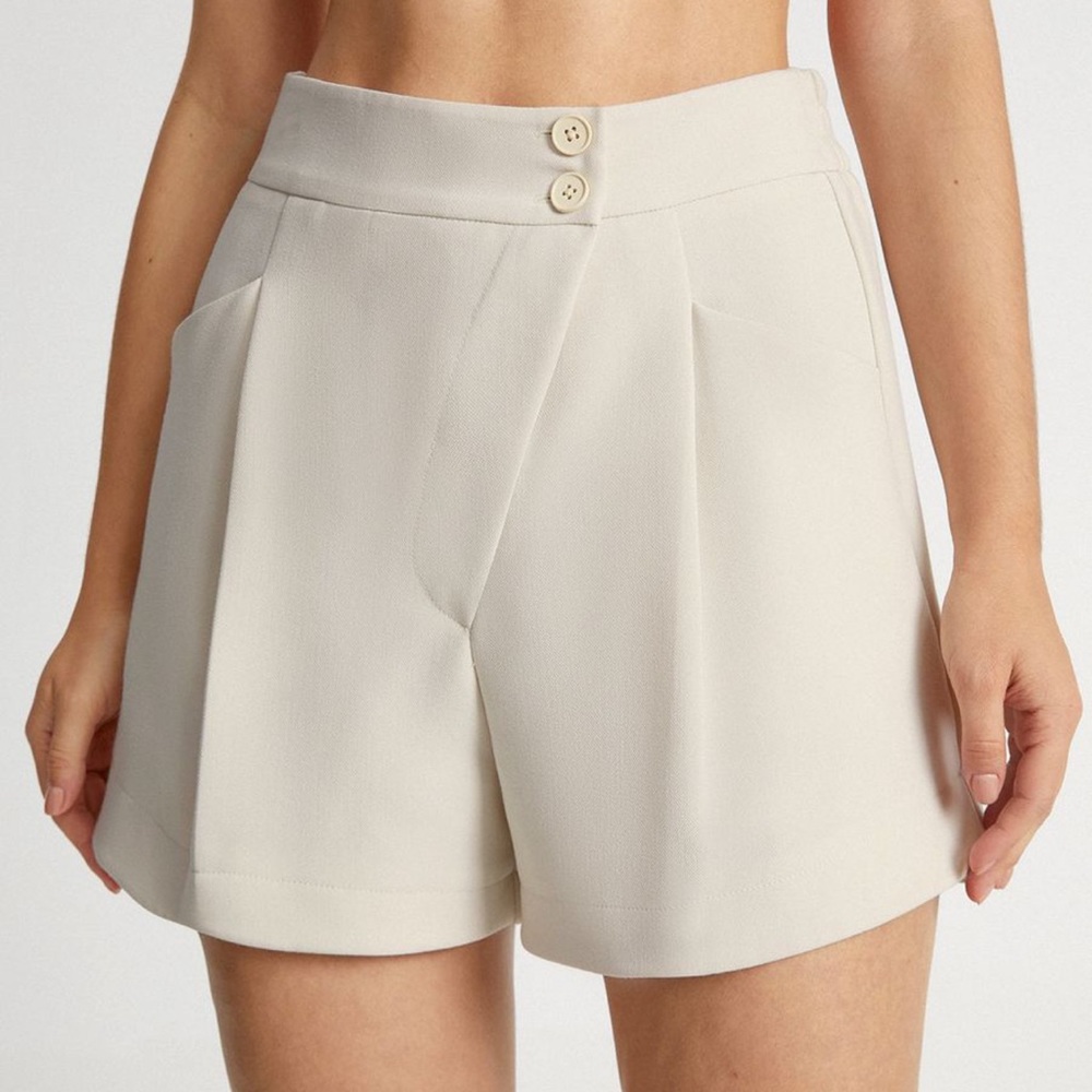 Brand NWT High Waisted Asymmetrical Pleat Front Shorts